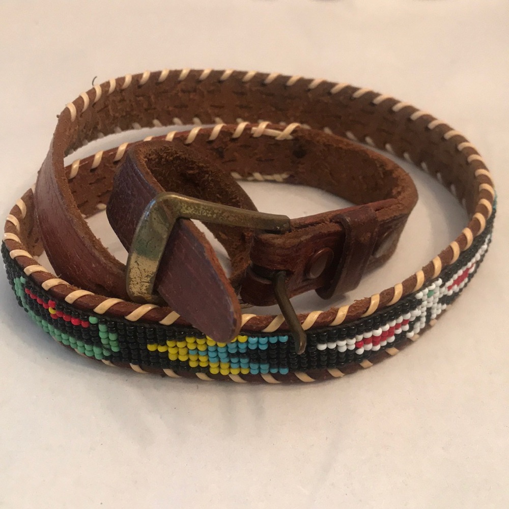 Leather Beaded Belt